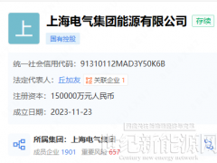 注资15亿！上海电气成立能源公司